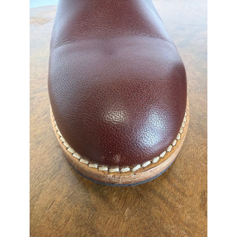 Patina Portland Leather Brown Leather Stacked Heel Mules Size 5.5 Mexico - Picture 6 of 11